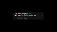 Leila Grey's comment on Jade Cargill's Instagram post
